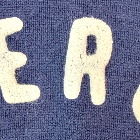 Gap Vintage Y2K Merci Spell Out Embroidered Letterman Style Sweater Men's XXL - Picture 4 of 9